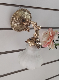 Aplique de Bronce con tulipa muy antigua Luz Lampara