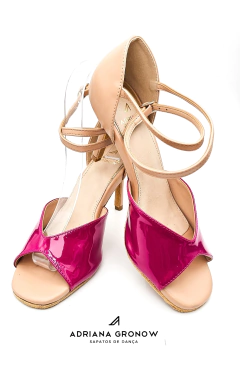 Modelo Poema Nude e rosa verniz (salto 8cm) - comprar online
