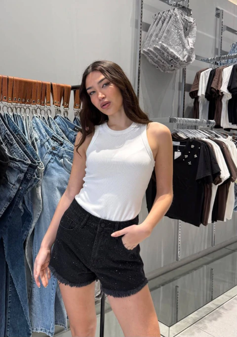 Short Full strass negro