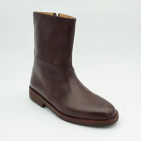 Bota de cuero marrón con piel corderito. Art. 501