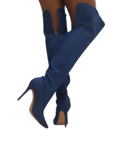 1601835 P BOTA SOLA FINA SALTO FINO JEANS AZUL na internet