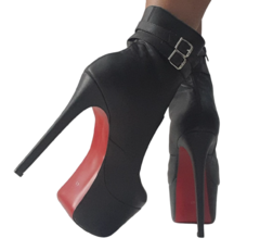 1612869 P BOTA SALTO FINO MEIA PATA NAPA PRETO COM DUAS FIVELAS - Au Bottier