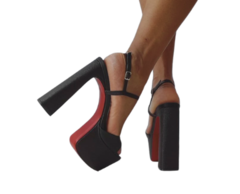 2072569 G SANDALIA SALTO GROSSO COM MEIA PATA GLITER PARIS PRETO na internet