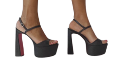 2072569 G SANDALIA SALTO GROSSO COM MEIA PATA GLITER PARIS PRETO - comprar online