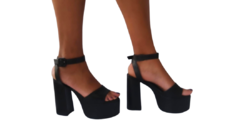 23719 P SANDALIA COM PLATAFORMA E SALTO GROSSO PRETO - comprar online