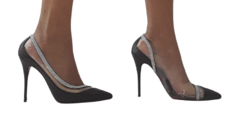 2382602 G SCARPIN GLITER PARIS PRETO VINIL TRASNPARENTE - Au Bottier