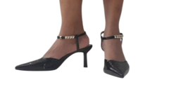 2442442 G MULE COM DETALHE DOURADO SALTO FINO VERNIZ PRETO - comprar online