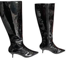 2522862 G BOTA SOLA FINA BICO FINO CANO LONGO VERNIZ PRETO - Au Bottier