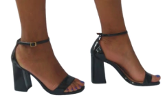 6070 G SANDALIA SALTO GROSSO VERNIZ PRETO - comprar online