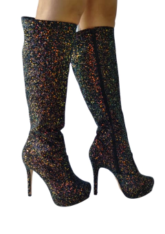 740466 G BOTA CANO LONGO JOJO GLITTER FRUTACOR PRETO - comprar online