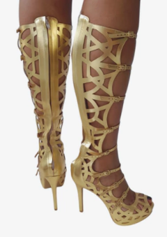 740733 G GLADIADORA SALTO FINO COM DETLAHE DE TIRAS FINAS NAPA OURO - Au Bottier