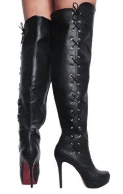740797 G BOTA ACIMA DO JOELHO SALTO FINO COM PLATAFORMA NAPA PRETO - Au Bottier