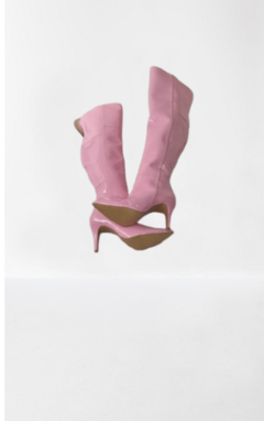 870758 G BOTA VERNIZ ROSA BALÉ ACIMA DO JOELHO SOLA FINA - Au Bottier