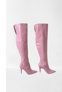 870758 G BOTA VERNIZ ROSA BALÉ ACIMA DO JOELHO SOLA FINA
