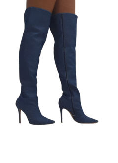 941177 G BOTA SALTO GROSSO COM PLATAFORMA JEANS AZUL - Au Bottier