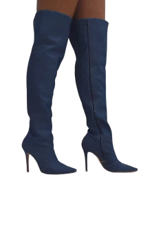 941177 G BOTA SALTO GROSSO COM PLATAFORMA JEANS AZUL - Au Bottier