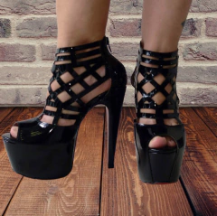 1330248 P SANDÁLIA COM TRAMA VERNIZ PRETO - loja online