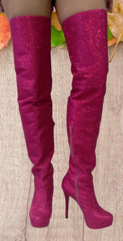 740116 P BOTA OVER THE KNEE MEIA PATA E SALTO FINO LUMICOLOR PINK na internet