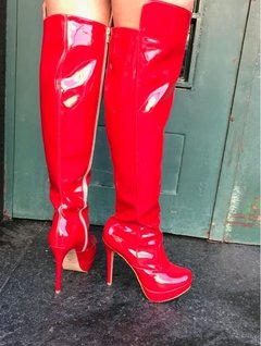 740067 G BOTA ACIMA JOELHO VERNIZ VERMELHO na internet