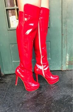 740067 G BOTA ACIMA JOELHO VERNIZ VERMELHO - comprar online