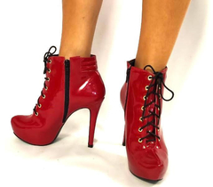 740066 P BOTA CANO CURTO SALTO FINO VERNIZ VERMELHO na internet