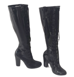 MICHELLE G BOTA SOLA FINA SALTO GROSSO VERNIZ PRETO - comprar online