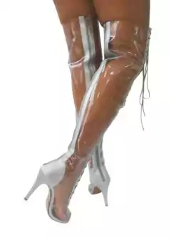 BOTA PABLO G DE AMARRAÇÃO FRONTAL TRANSPARENTE COM PRATA na internet