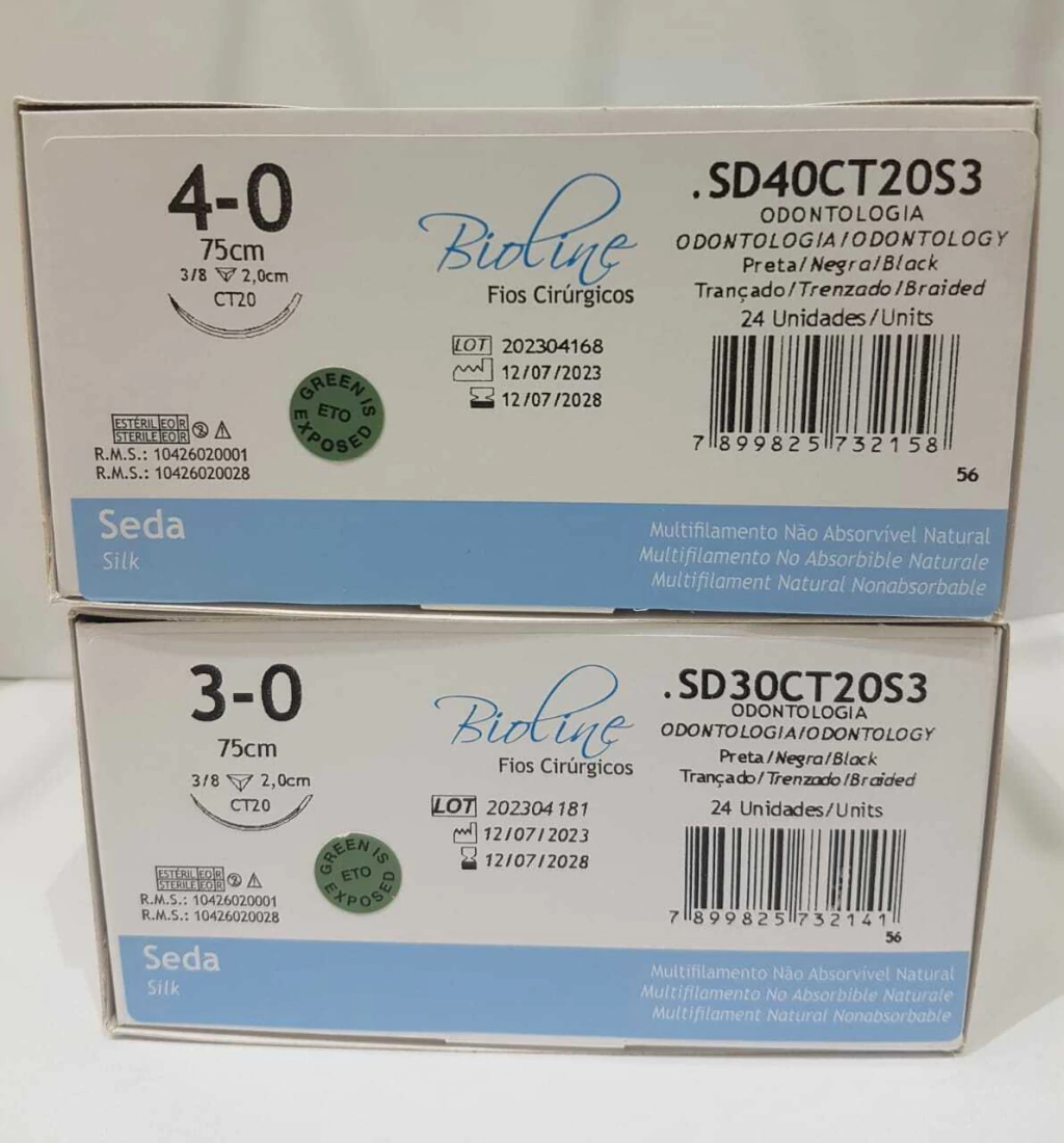 SUTURA C/AGUJA CON HILO DE SEDA 3.0 /4.0 TRIANGULAR BIOLINE X UNIDAD