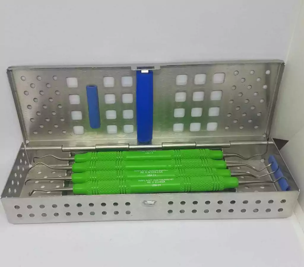 kit para implantes c/4 instrumentos + caja autoclave american eagle