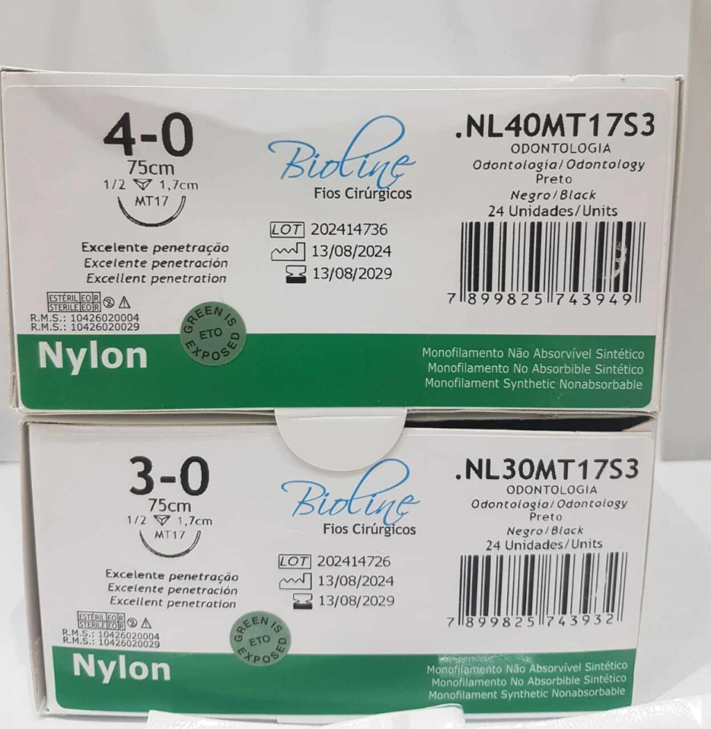 SUTRA C/ AGUJA CON HILO DE NYLON 3.0 / 4.0 TRIANGULAR BIOLINE X UNIDAD