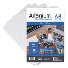 Papel Fotográfico Brillante - Artanium - Simple Faz - A4 200gr x20 Hojas - comprar online