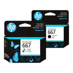 Combo Cartuchos de Tinta - HP 667 - Tricolor + Negro