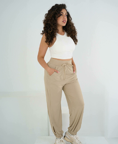 Babucha Jogger Elastizado Holgado Beige Mujer - Yagé Sportswear