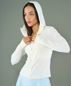 Campera Blanca Elastizada con Capucha Mujer - Yagé Sportswear