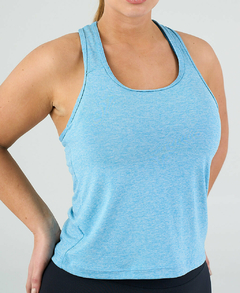 Musculosa Deportiva Mujer Celeste Melange - YAGÉ