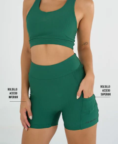 Short Deportivo  Color Verde Textil Morley con Bolsillo laterales