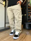 Jean Mom Cargo Line beige