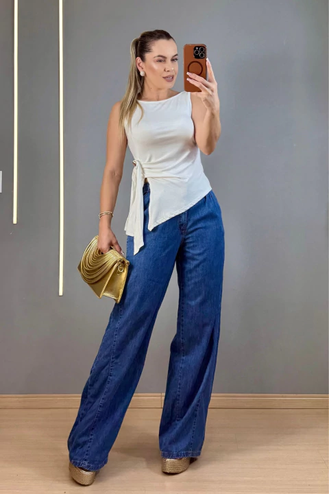 Calça Jeans Wid Leg Relaxed | Escuro