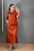 Vestido Linho com Manga | Gola Redonda - comprar online