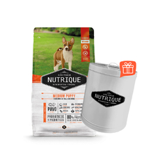 PROMO Nutrique Medium Puppy 12kg + Lata Contenedora de REGALO