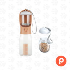 Botella 3 en 1. Dispenser de Agua, Alimento y Bolsas - Paws Pet Market