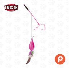 Juguete para puertas. Hecho en plástico con plumas en cinta elástica, para colgar de la puerta. Se puede llenar con snacks. 9/