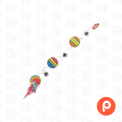 Tres Pelotas, 3 cascabeles y plumas en banda elástica, Ø 3,5 cm/80 cm (Trixie) - comprar online