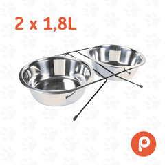 Set comederos Acero Inox, 2x (1,8l , 20 cm) Trixie
