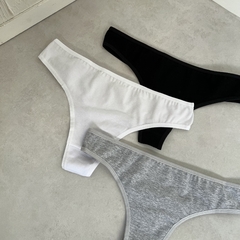 Pack x 3 - less básica algodón c/gris