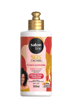 CREME PARA PENTEAR SALON LINE S.O.S CACHOS RICINO E QUERATINA 300ML