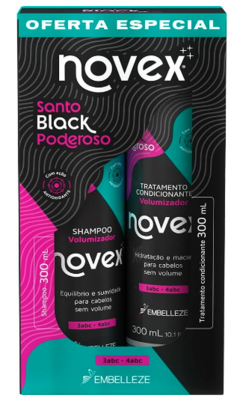 KIT NOVEX SHAMPOO E CONDICIONADOR SANTO BLACK PODEROSO 300ML - Bazar do Cabeleireiro | Produtos de Perfumaria para uso profissional e domestico. Melhor loja de perfumaria de Recife e Regiao metropolitana
