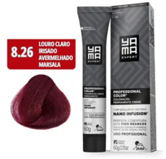 COLORACAO PROFISSIONAL YAMA NANO INFUSION 8.26 LOURO CLARO IRISADO AVERMELHADO MARSALA