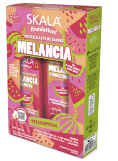 Kit de shampoo e condicionador Skala Melancia para revitalização de cachos, contendo 325ml de cada produto.