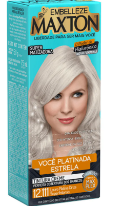 inta de Cabelo Maxton Loura Platinada Estrela Louro Platina Cinza Super Intenso 12.111
